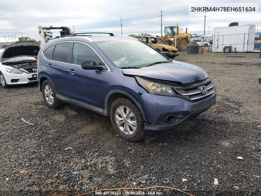 2014 Honda Cr-V Ex-L VIN: 2HKRM4H78EH651634 Lot: 40728333