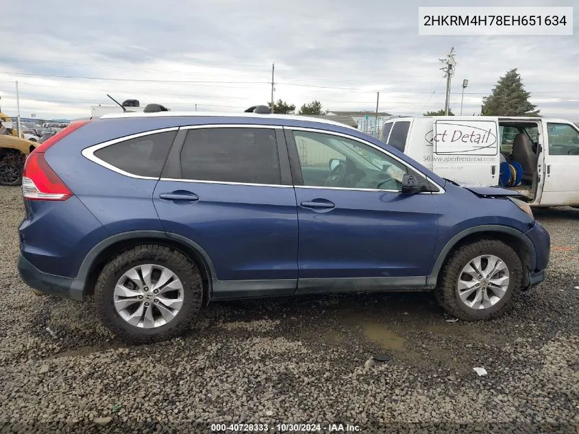 2014 Honda Cr-V Ex-L VIN: 2HKRM4H78EH651634 Lot: 40728333