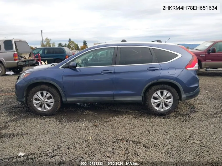 2014 Honda Cr-V Ex-L VIN: 2HKRM4H78EH651634 Lot: 40728333