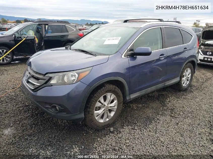 2014 Honda Cr-V Ex-L VIN: 2HKRM4H78EH651634 Lot: 40728333