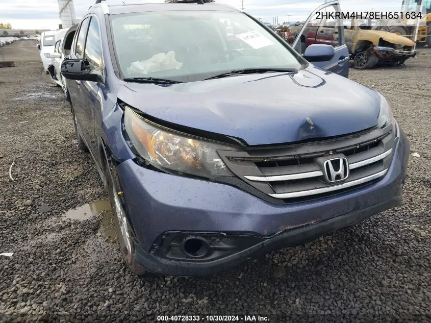 2014 Honda Cr-V Ex-L VIN: 2HKRM4H78EH651634 Lot: 40728333