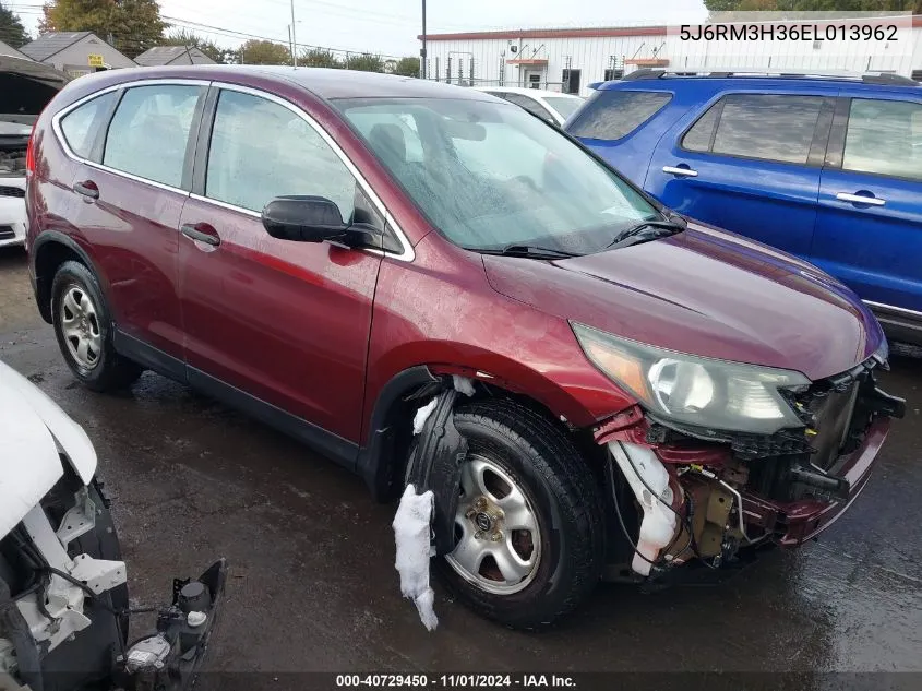 2014 Honda Cr-V Lx VIN: 5J6RM3H36EL013962 Lot: 40729450