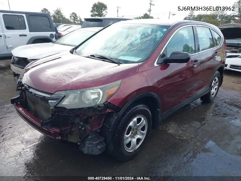 2014 Honda Cr-V Lx VIN: 5J6RM3H36EL013962 Lot: 40729450