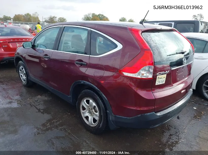 2014 Honda Cr-V Lx VIN: 5J6RM3H36EL013962 Lot: 40729450