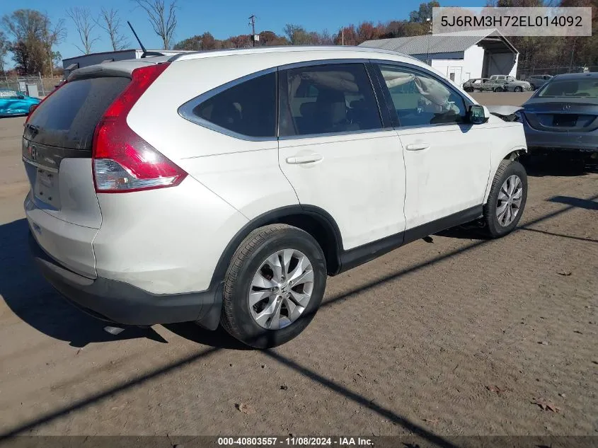 2014 Honda Cr-V Ex-L VIN: 5J6RM3H72EL014092 Lot: 40803557