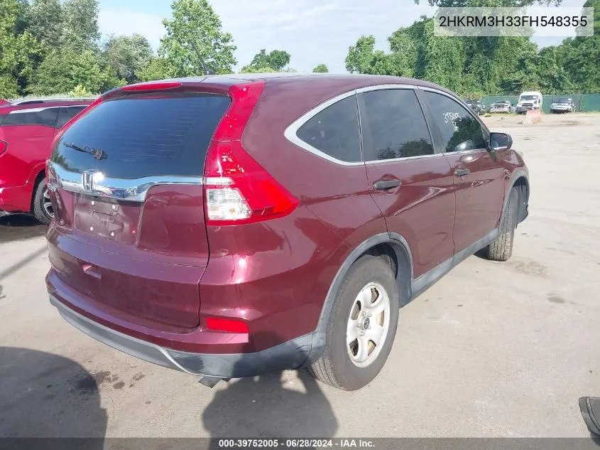 2015 Honda Cr-V Lx VIN: 2HKRM3H33FH548355 Lot: 39752005