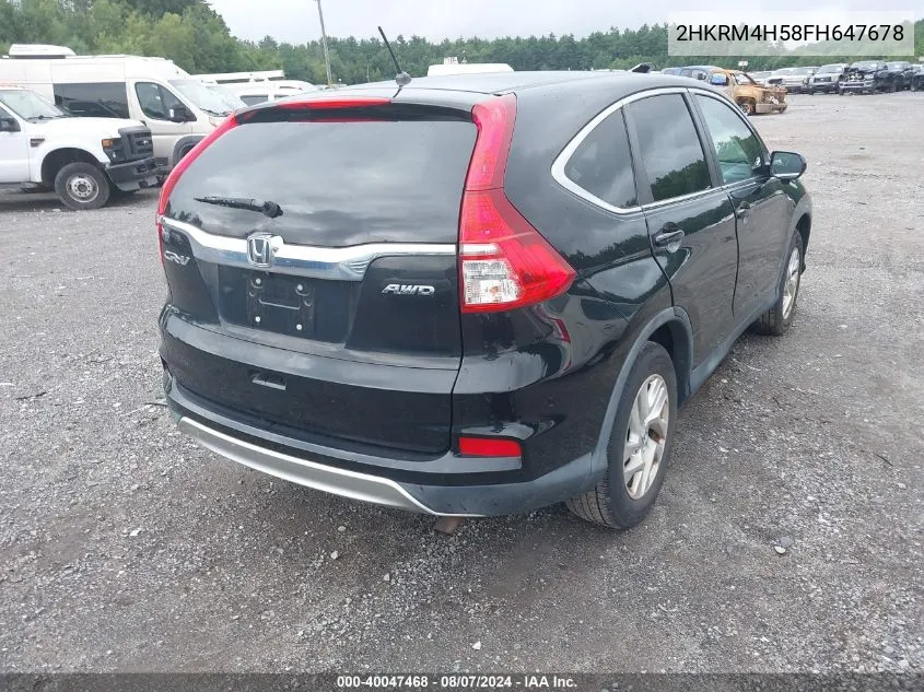 2015 Honda Cr-V Ex VIN: 2HKRM4H58FH647678 Lot: 40047468