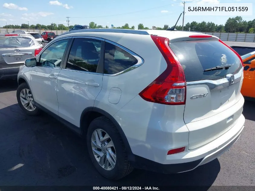 2015 Honda Cr-V Ex-L VIN: 5J6RM4H71FL051559 Lot: 40080421