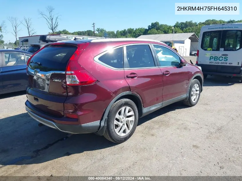 2015 Honda Cr-V Ex-L VIN: 2HKRM4H75FH645310 Lot: 40084340