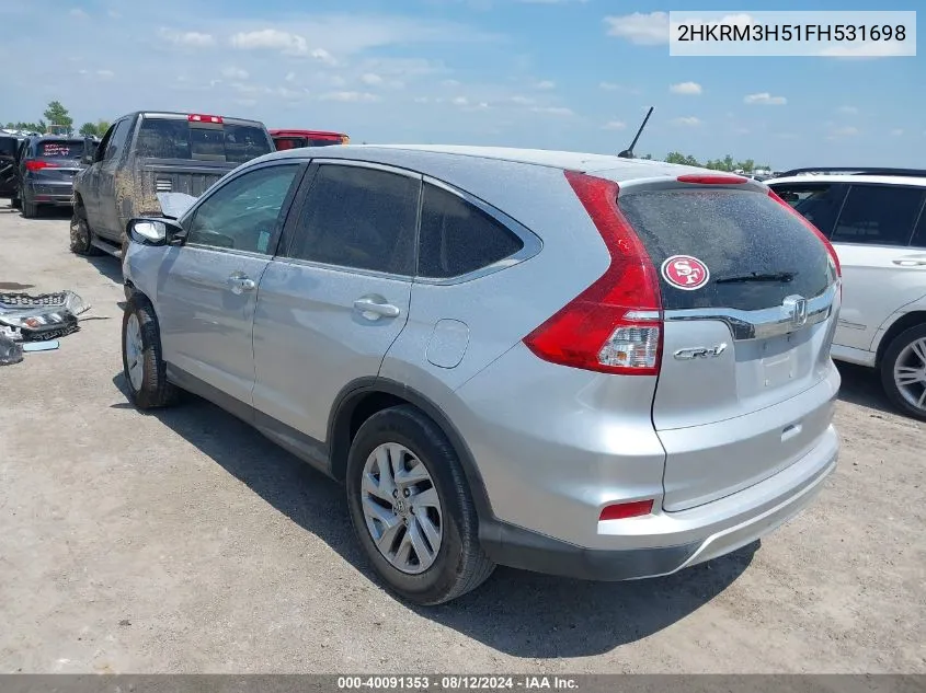 2015 Honda Cr-V Ex VIN: 2HKRM3H51FH531698 Lot: 40091353