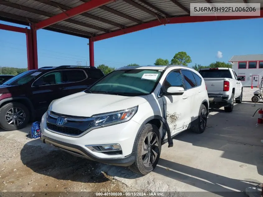 2015 Honda Cr-V Touring VIN: 5J6RM3H92FL006206 Lot: 40100039