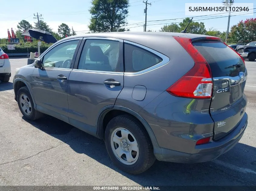 2015 Honda Cr-V Lx VIN: 5J6RM4H35FL102946 Lot: 40184898