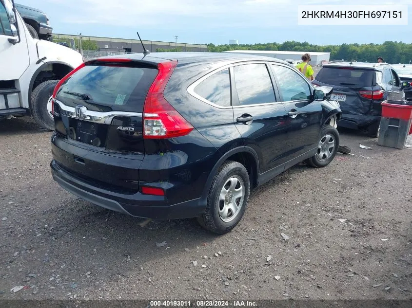 2015 Honda Cr-V Lx VIN: 2HKRM4H30FH697151 Lot: 40193011