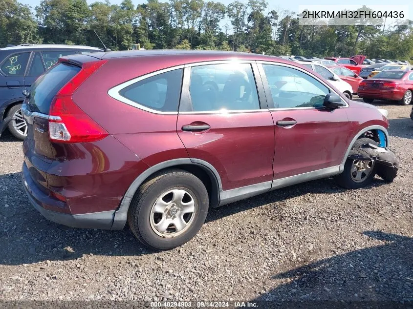 2015 Honda Cr-V Lx VIN: 2HKRM4H32FH604436 Lot: 40294903