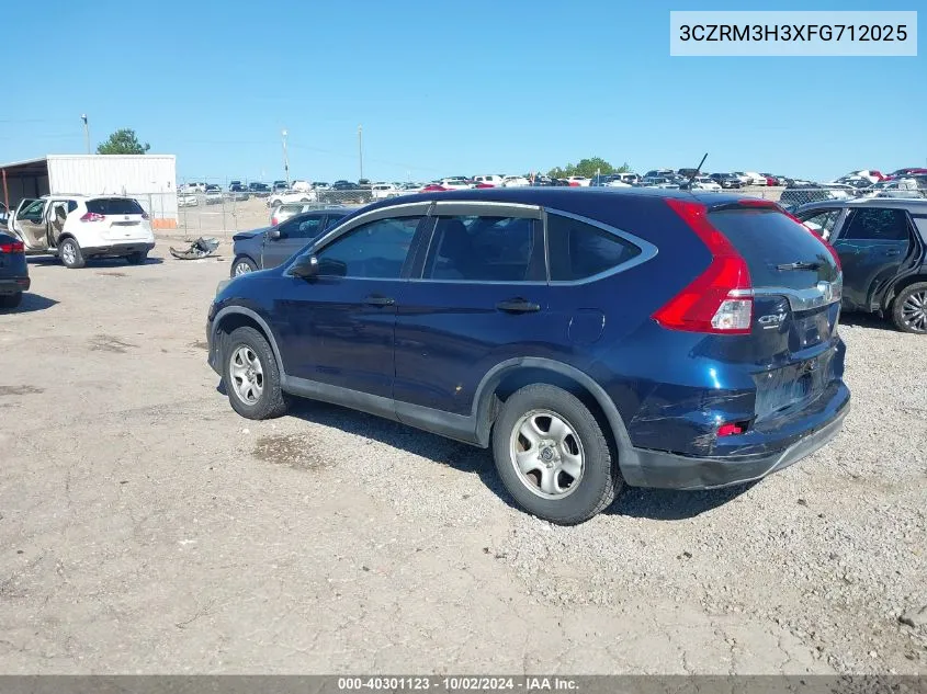 2015 Honda Cr-V Lx VIN: 3CZRM3H3XFG712025 Lot: 40301123