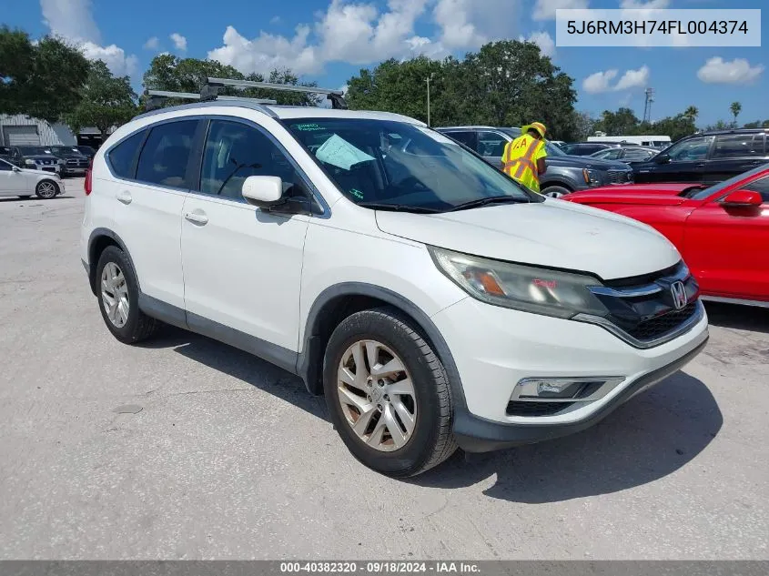 2015 Honda Cr-V Ex-L VIN: 5J6RM3H74FL004374 Lot: 40382320