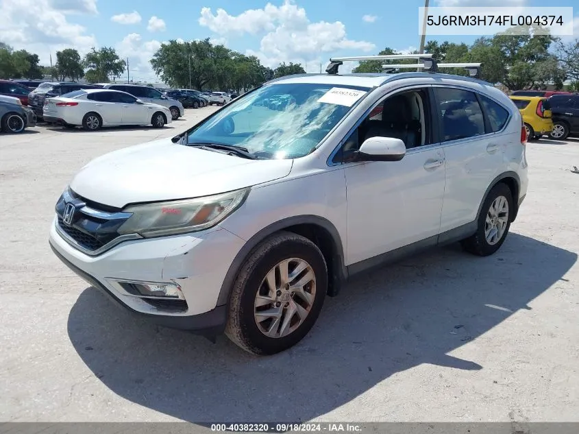 2015 Honda Cr-V Ex-L VIN: 5J6RM3H74FL004374 Lot: 40382320