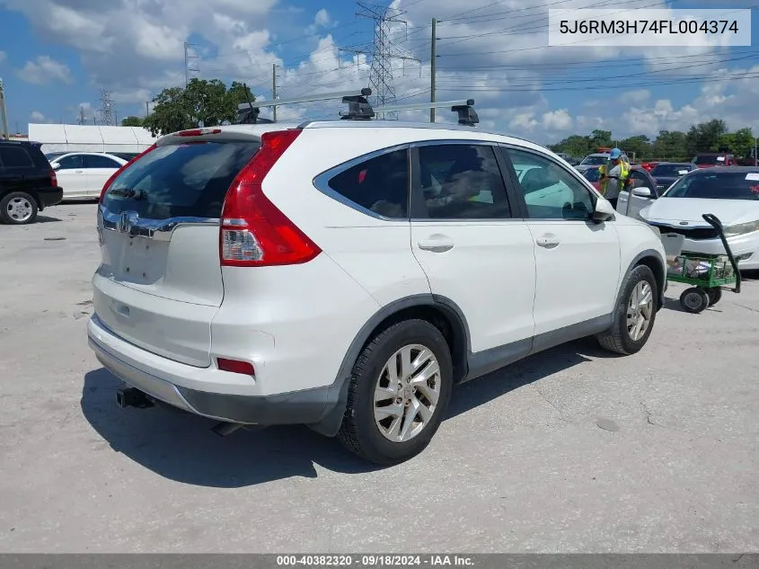 2015 Honda Cr-V Ex-L VIN: 5J6RM3H74FL004374 Lot: 40382320