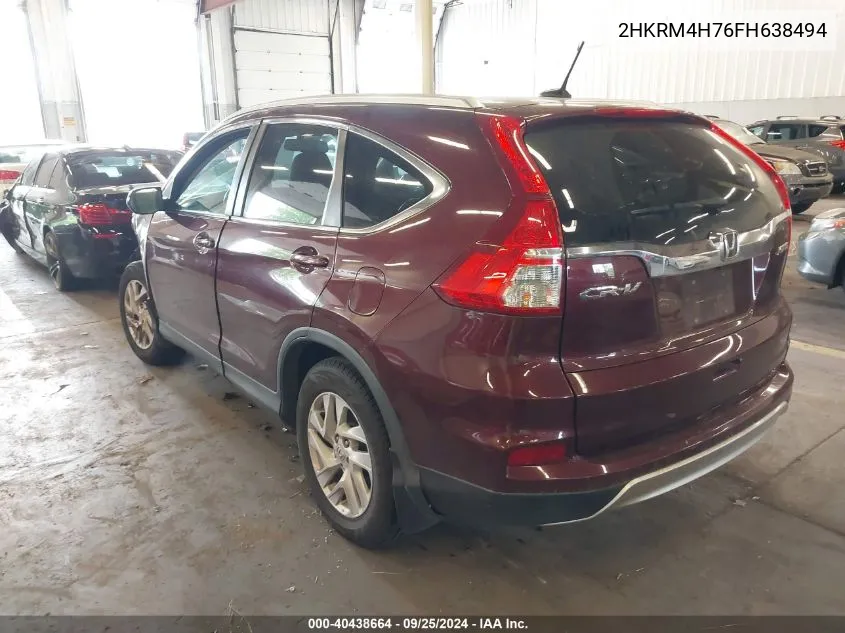 2015 Honda Cr-V Ex-L VIN: 2HKRM4H76FH638494 Lot: 40438664