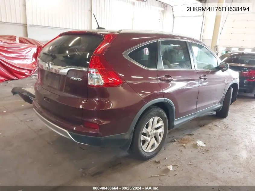 2015 Honda Cr-V Ex-L VIN: 2HKRM4H76FH638494 Lot: 40438664