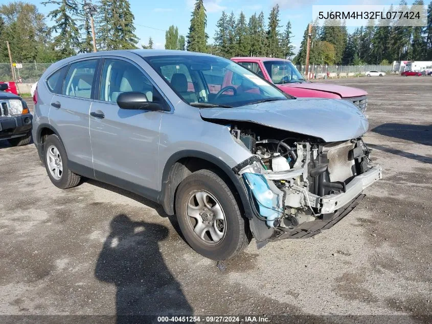 2015 Honda Cr-V Lx VIN: 5J6RM4H32FL077424 Lot: 40451254