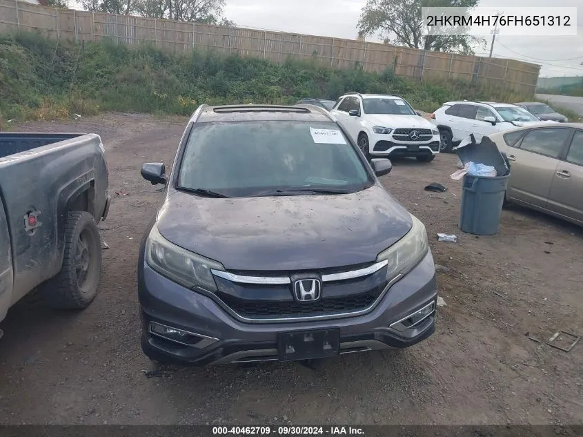 2015 Honda Cr-V Ex-L VIN: 2HKRM4H76FH651312 Lot: 40462709