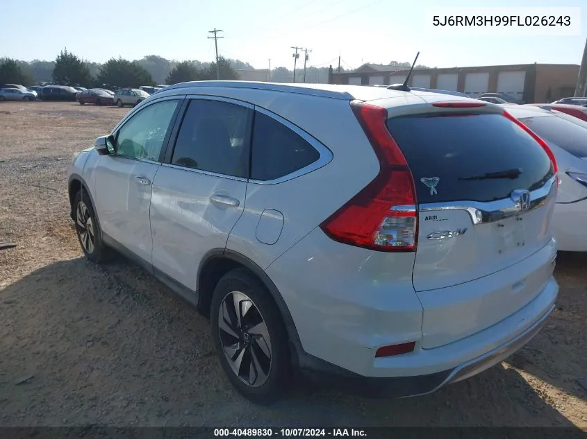 2015 Honda Cr-V Touring VIN: 5J6RM3H99FL026243 Lot: 40489830