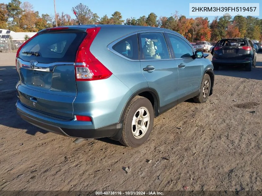 2015 Honda Cr-V Lx VIN: 2HKRM3H39FH519457 Lot: 40738116