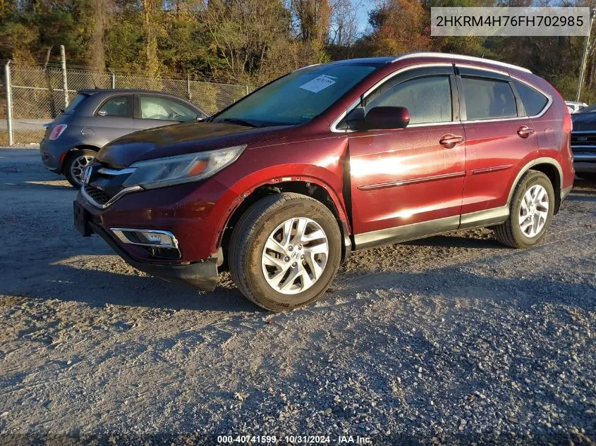 2015 Honda Cr-V Ex-L VIN: 2HKRM4H76FH702985 Lot: 40741599