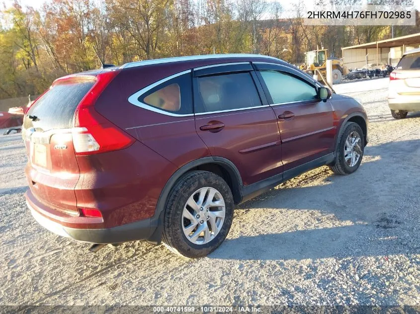 2015 Honda Cr-V Ex-L VIN: 2HKRM4H76FH702985 Lot: 40741599