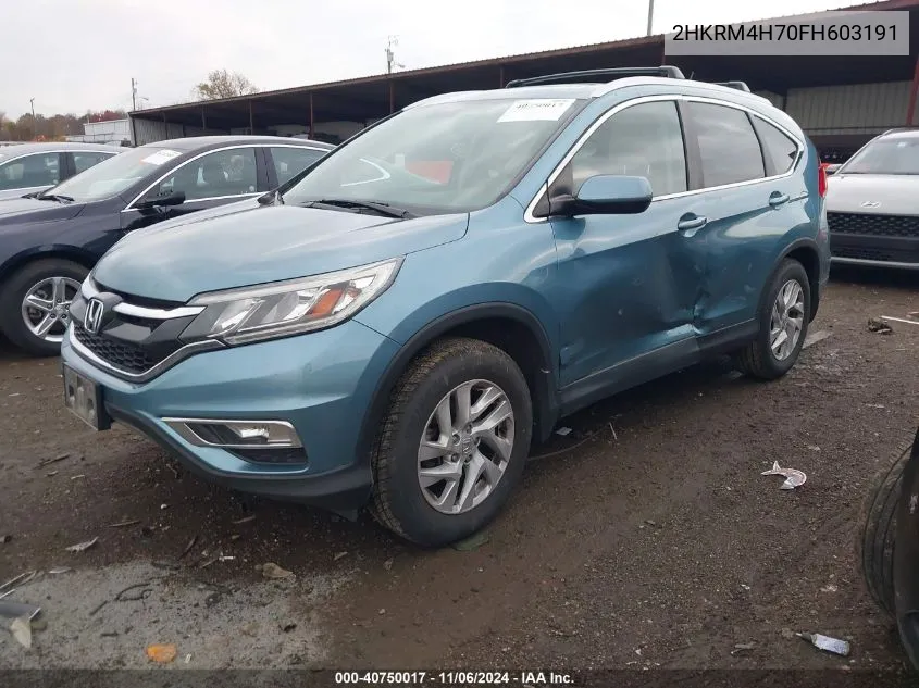 2015 Honda Cr-V Ex-L VIN: 2HKRM4H70FH603191 Lot: 40750017