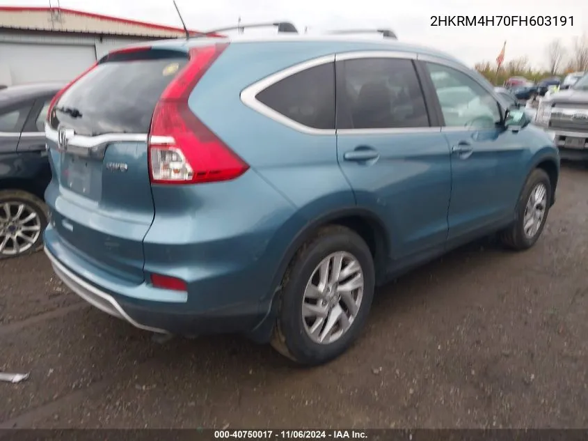 2015 Honda Cr-V Ex-L VIN: 2HKRM4H70FH603191 Lot: 40750017