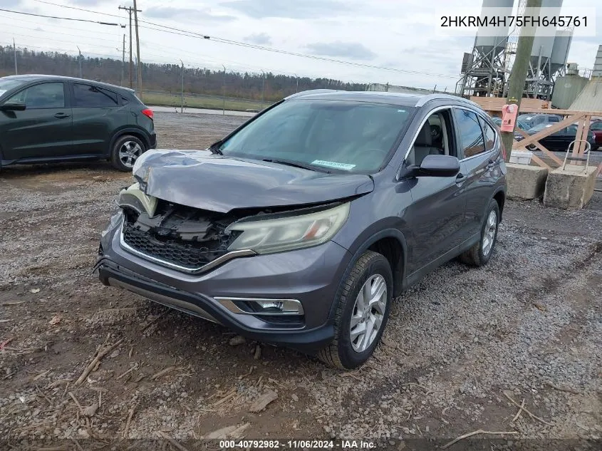 2015 Honda Cr-V Ex-L VIN: 2HKRM4H75FH645761 Lot: 40792982