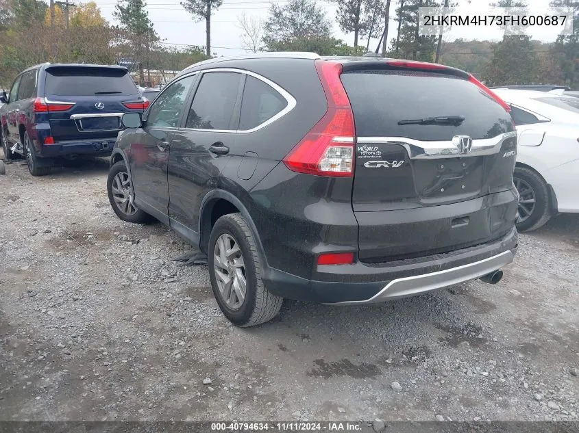 2015 Honda Cr-V Exl VIN: 2HKRM4H73FH600687 Lot: 40794634