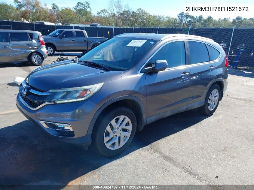 2015 Honda Cr-V Ex-L VIN: 2HKRM3H78FH521672 Lot: 40824797