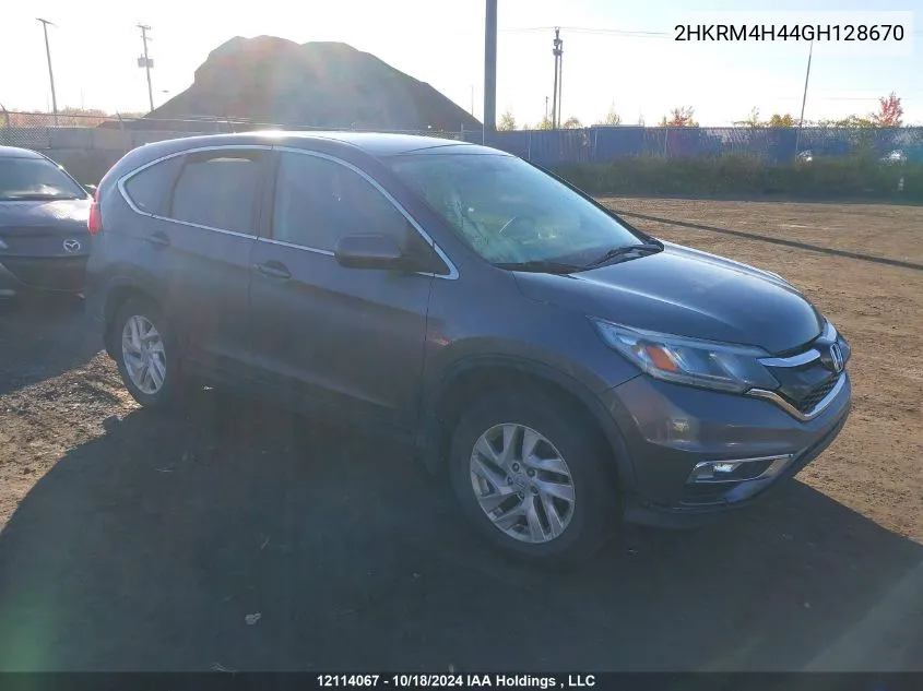 2016 Honda Cr-V VIN: 2HKRM4H44GH128670 Lot: 12114067