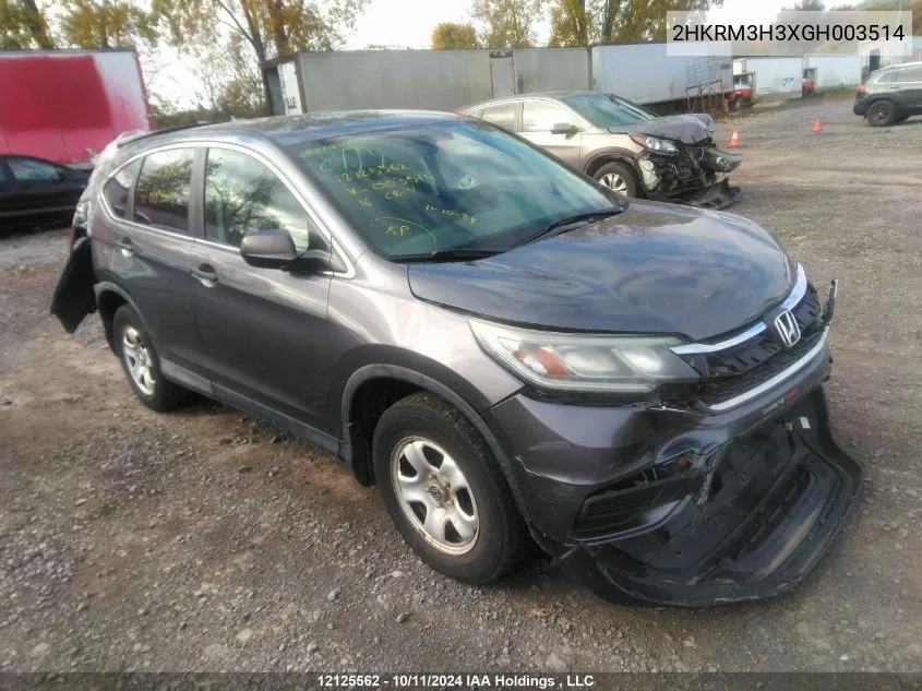 2016 Honda Cr-V VIN: 2HKRM3H3XGH003514 Lot: 12125562