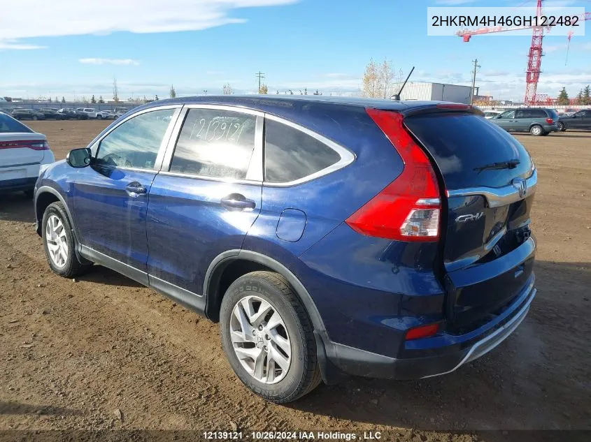 2016 Honda Cr-V VIN: 2HKRM4H46GH122482 Lot: 12139121