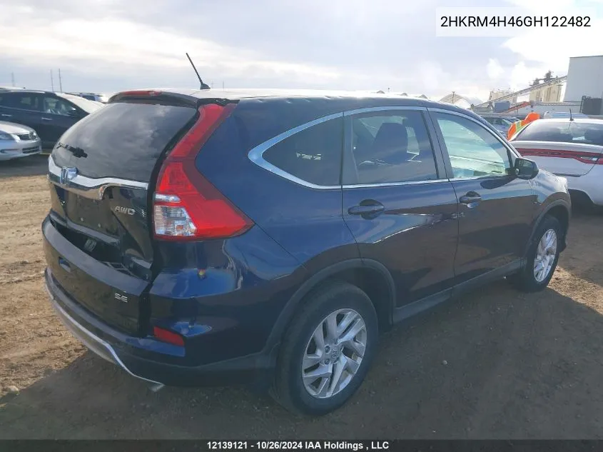 2016 Honda Cr-V VIN: 2HKRM4H46GH122482 Lot: 12139121