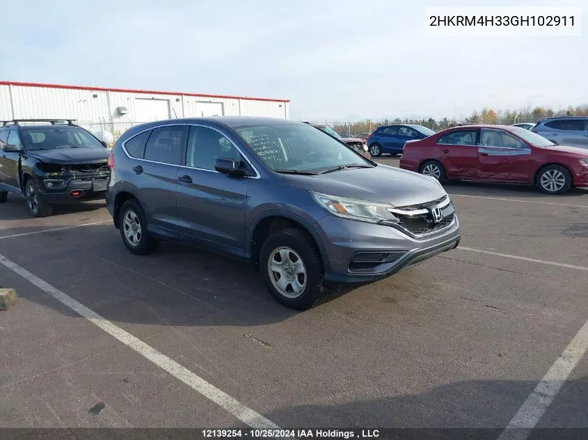 2016 Honda Cr-V VIN: 2HKRM4H33GH102911 Lot: 12139254