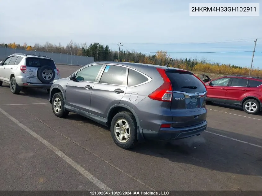 2016 Honda Cr-V VIN: 2HKRM4H33GH102911 Lot: 12139254