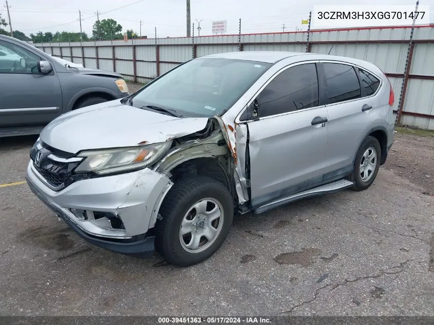 2016 Honda Cr-V Lx VIN: 3CZRM3H3XGG701477 Lot: 39451363