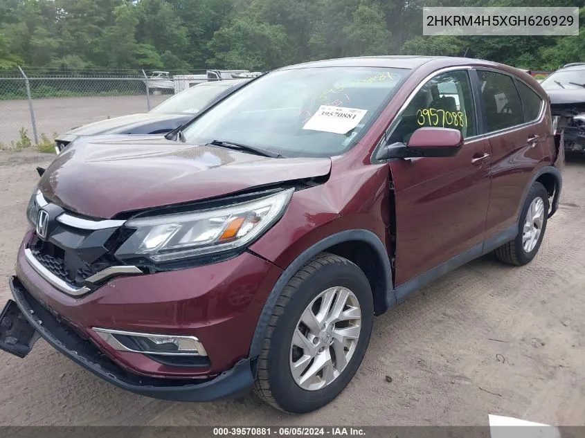 2016 Honda Cr-V Ex VIN: 2HKRM4H5XGH626929 Lot: 39570881