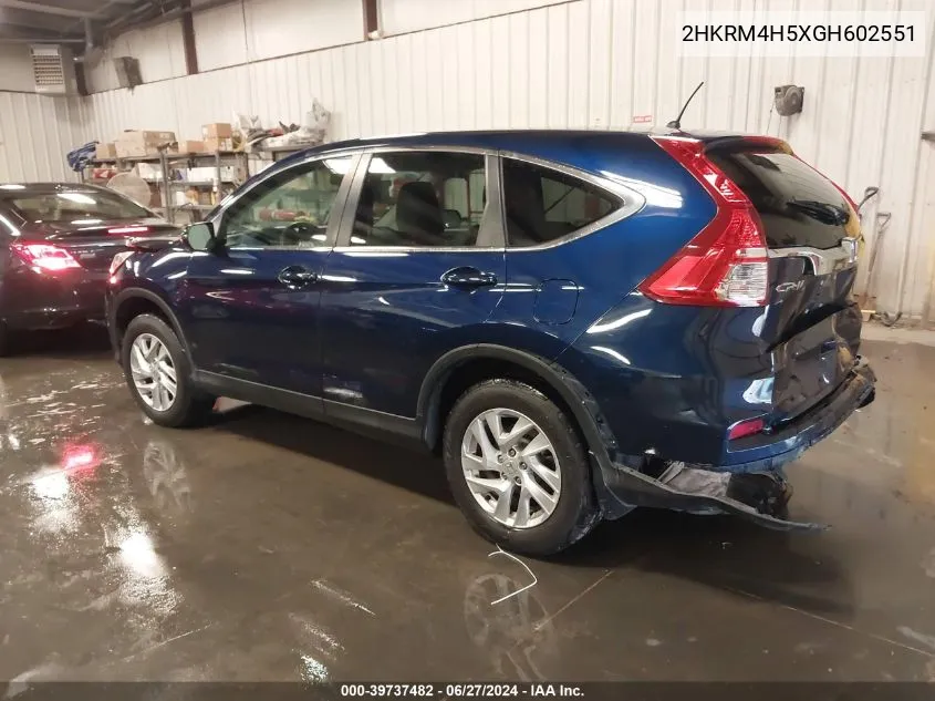 2016 Honda Cr-V Ex VIN: 2HKRM4H5XGH602551 Lot: 39737482