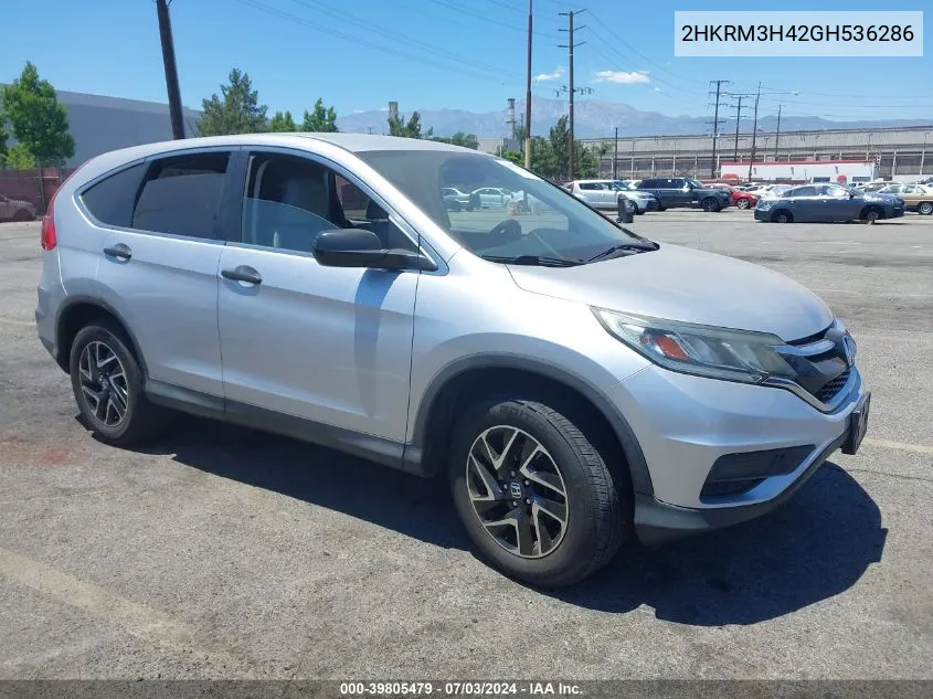 2016 Honda Cr-V Se VIN: 2HKRM3H42GH536286 Lot: 39805479