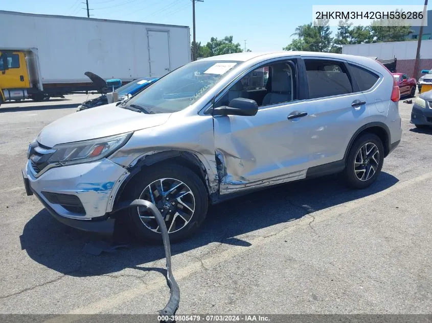 2016 Honda Cr-V Se VIN: 2HKRM3H42GH536286 Lot: 39805479