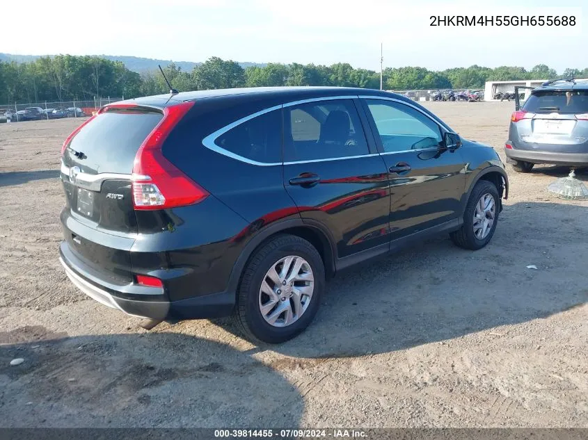 2016 Honda Cr-V Ex VIN: 2HKRM4H55GH655688 Lot: 39814455