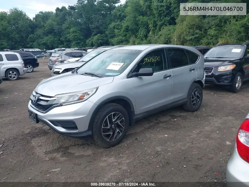 2016 Honda Cr-V Se VIN: 5J6RM4H47GL046700 Lot: 39838270