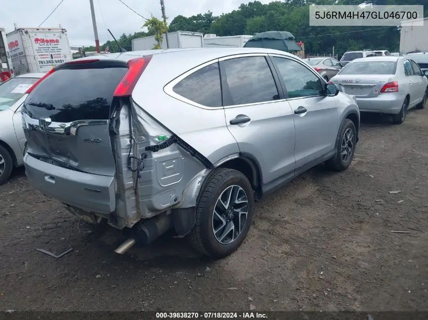 2016 Honda Cr-V Se VIN: 5J6RM4H47GL046700 Lot: 39838270