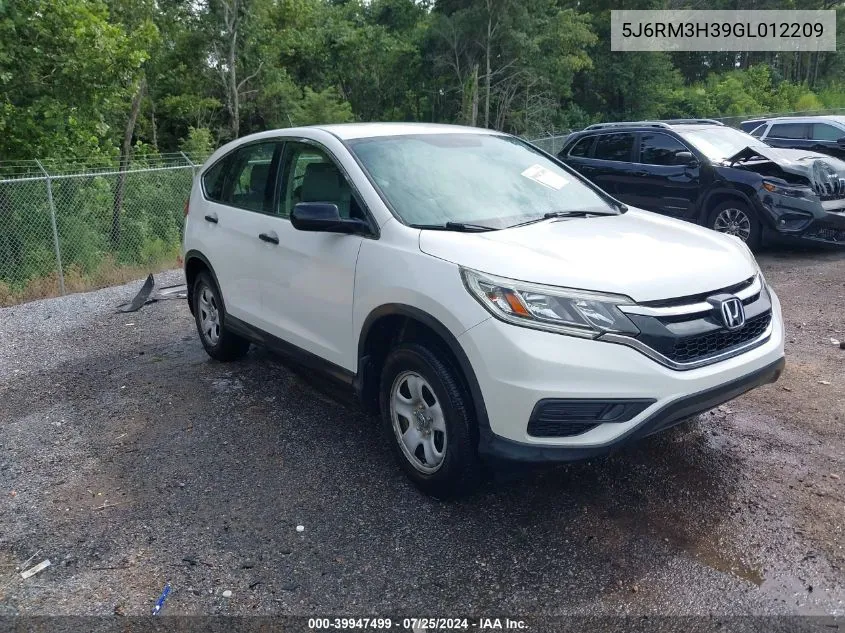 2016 Honda Cr-V Lx VIN: 5J6RM3H39GL012209 Lot: 39947499